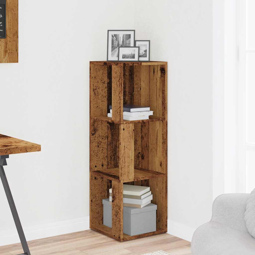 Mobile Angolare Legno Antico 33x33x100 cm Legno Multistrato