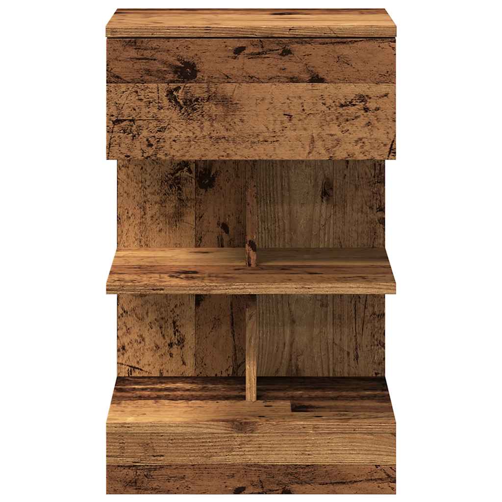 Comodini 2 pz in Legno Vecchio 40x35x65 cm in Legno Multistrato