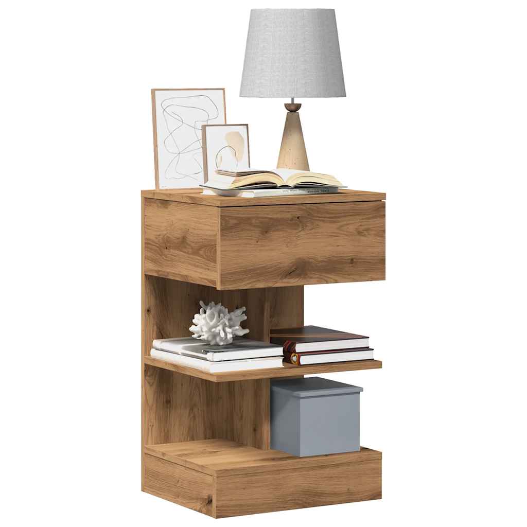 Comodino Rovere Artigianale 40x35x65 cm in Legno Multistrato
