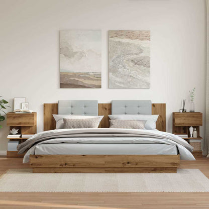 Comodini 2pz Rovere Artigianale 40x35x65cm in Legno Multistrato