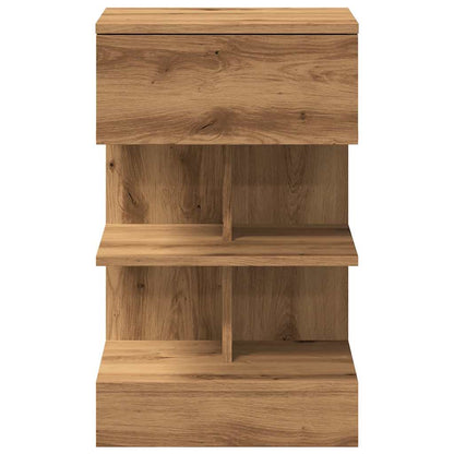 Comodini 2pz Rovere Artigianale 40x35x65cm in Legno Multistrato