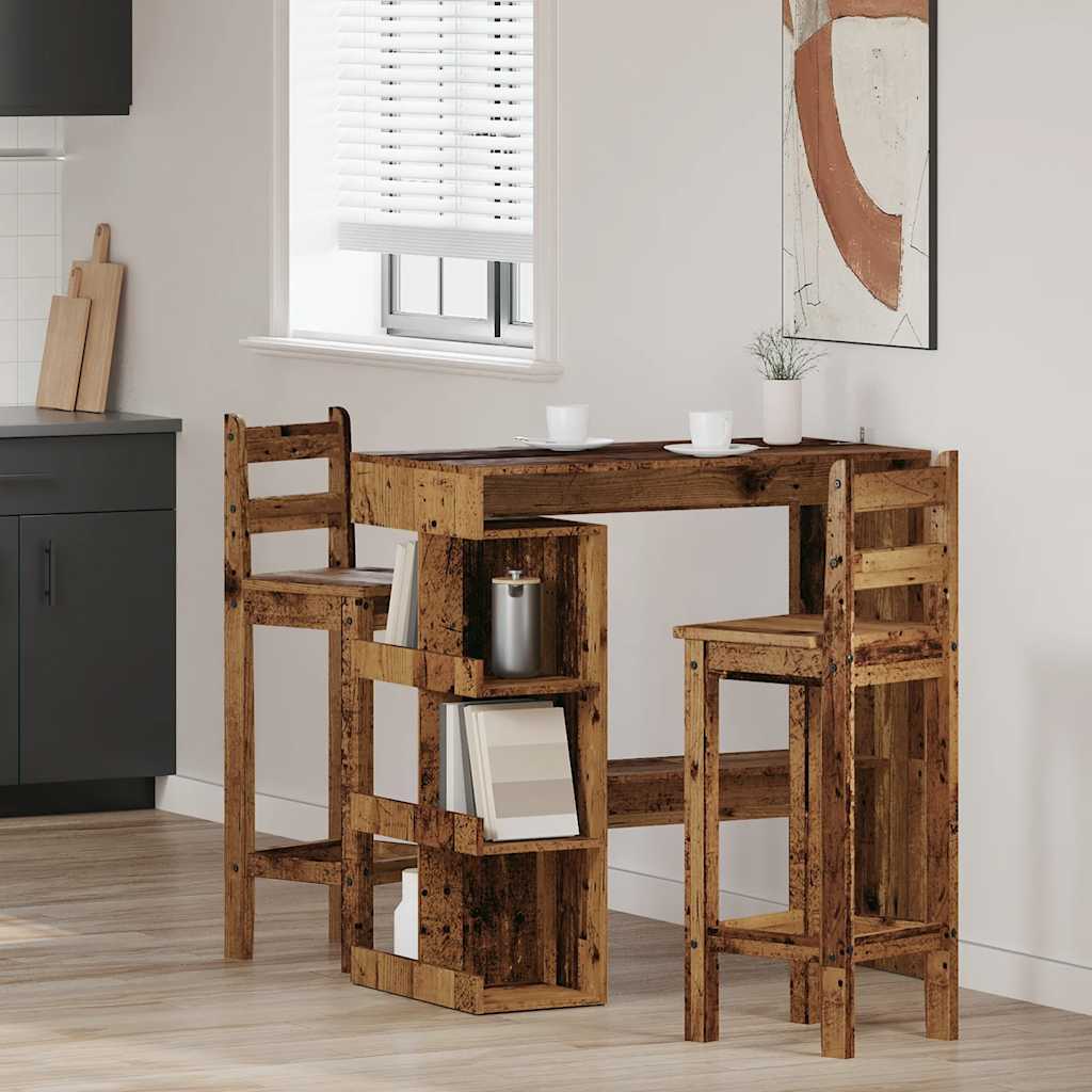 Tavolo Bar con Ripiani Legno Antico 100x50x101,5 cm Truciolato