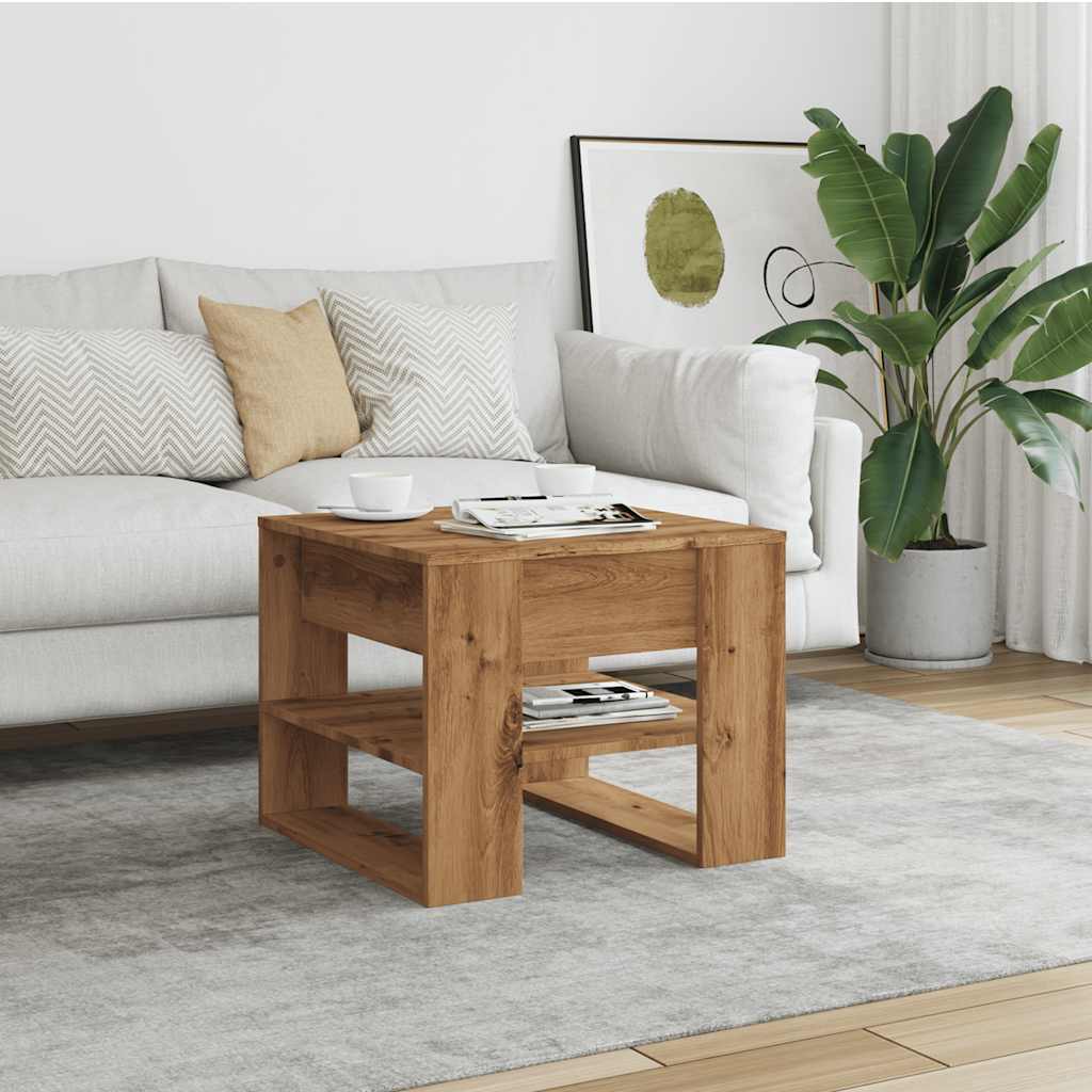 Tavolino Salotto Rovere Artigianale 55,5x55x45 cm in Truciolato
