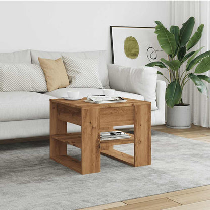 Tavolino Salotto Rovere Artigianale 55,5x55x45 cm in Truciolato