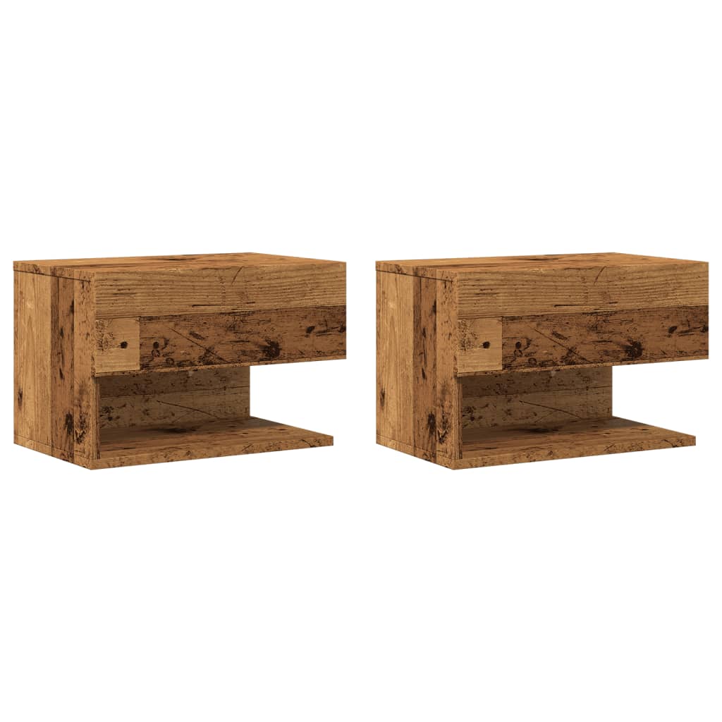 Comodini da Parete 2pz Legno Antico