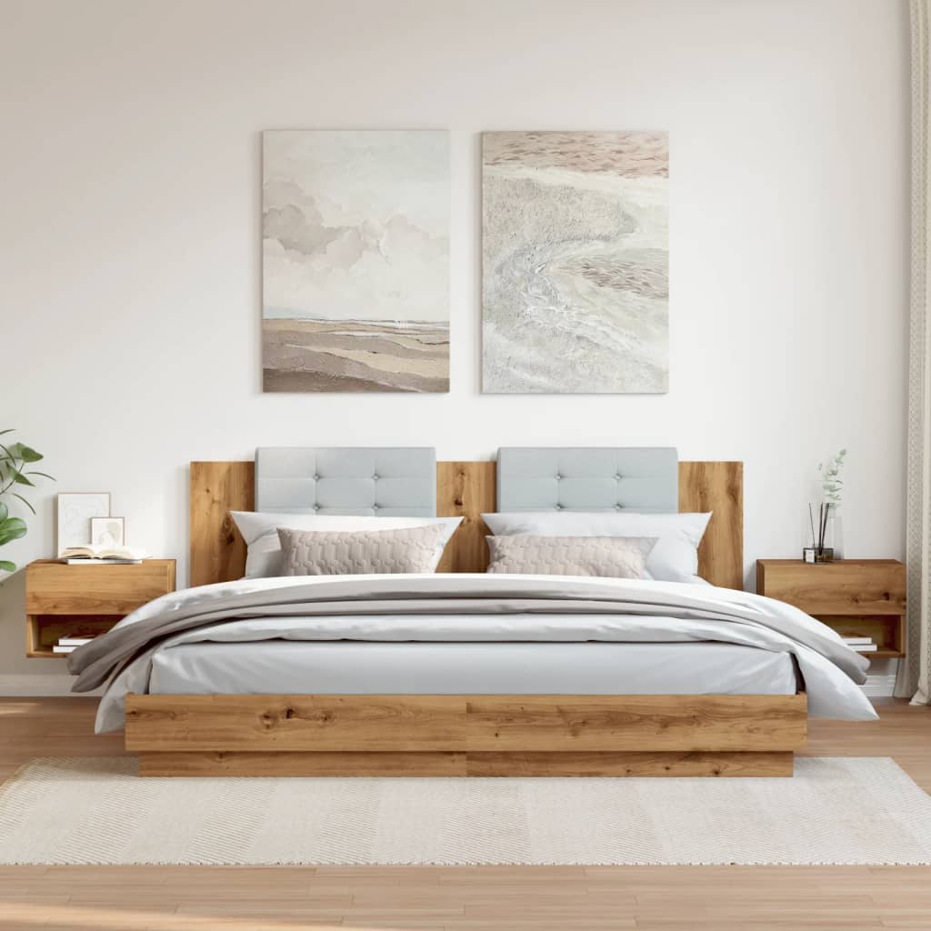 Comodini a Muro 2 pz Rovere Artigianale