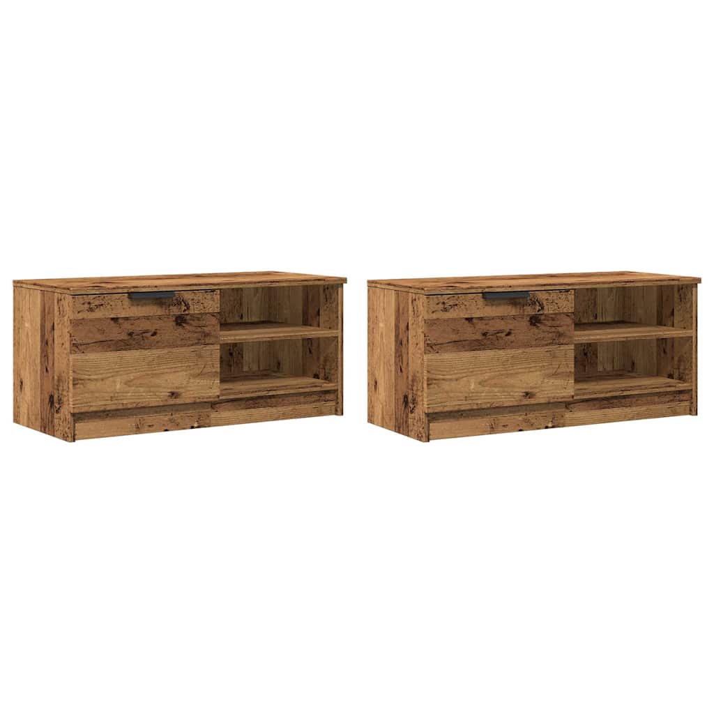 Mobili Porta TV 2 pz Legno Vecchio 80x35x36,5 cm in Truciolato