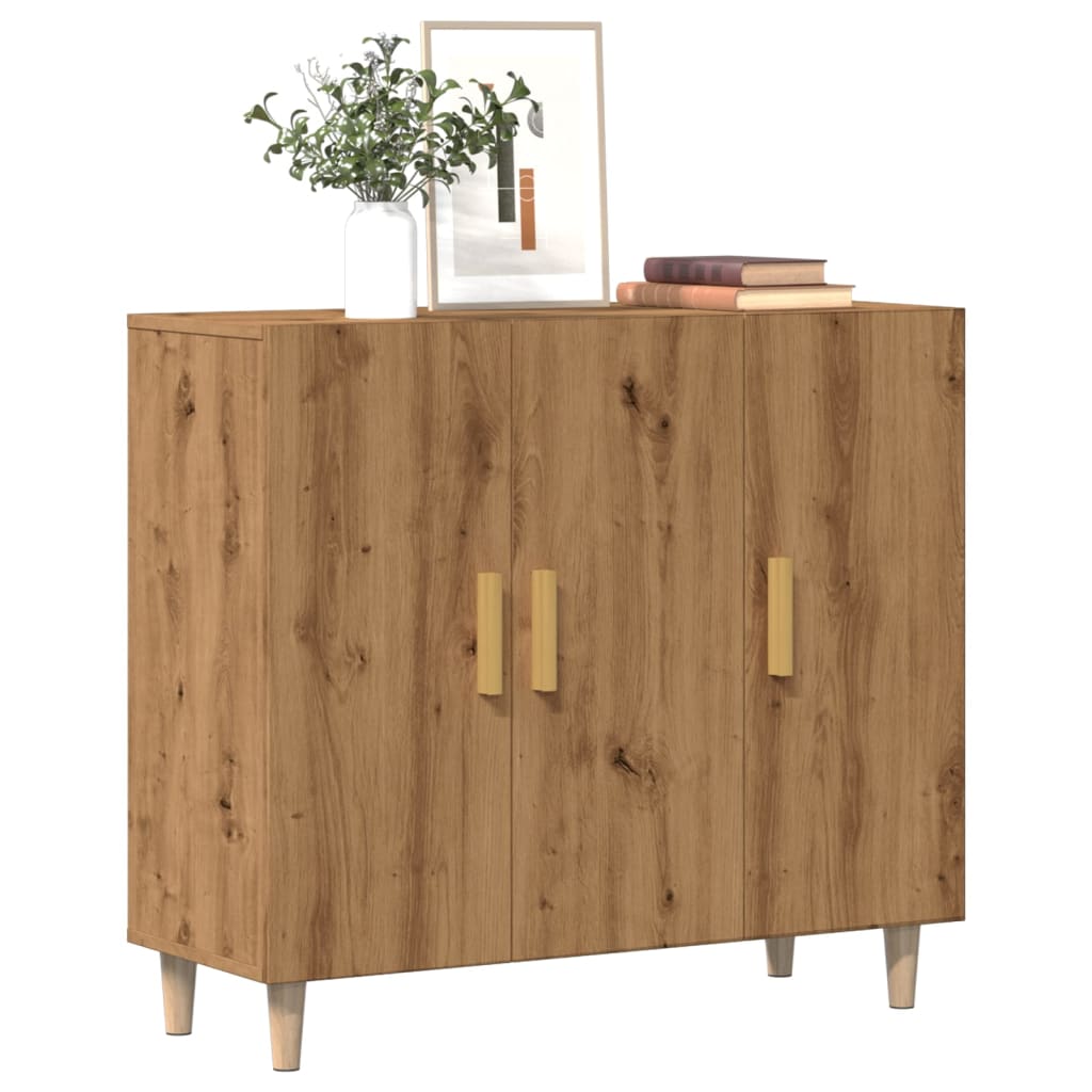 Credenza Rovere Artigianale 90x34x80 cm in Legno Multistrato