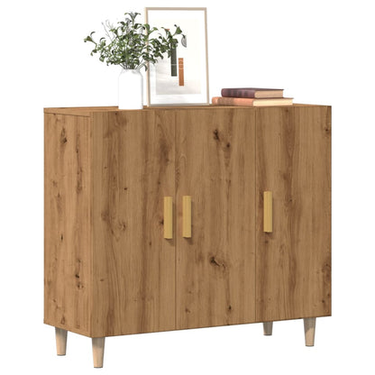 Credenza Rovere Artigianale 90x34x80 cm in Legno Multistrato
