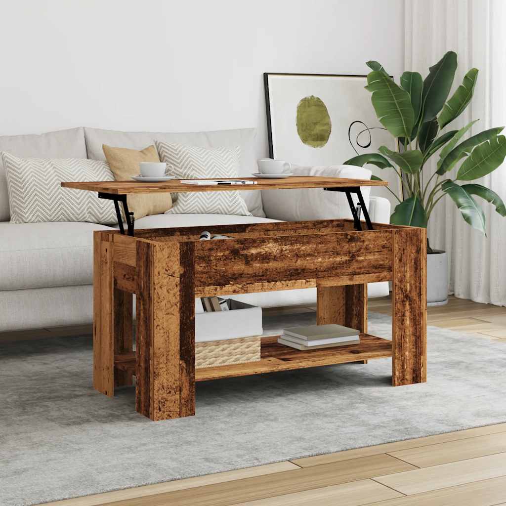 Tavolino da Salotto Legno Vecchio 101x49x52 cm in Truciolato