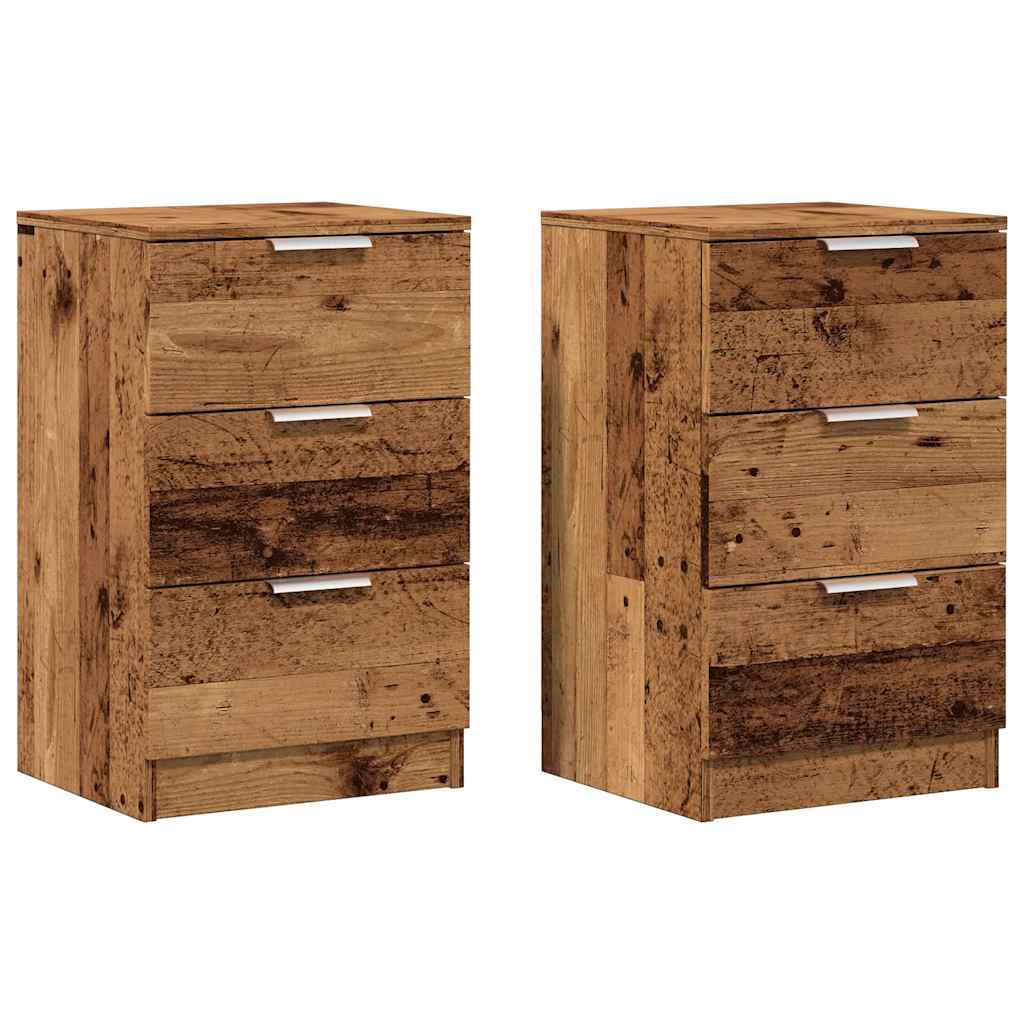Comodini Legno Antico 2 pz 40x36x65 cm in Legno Multistrato