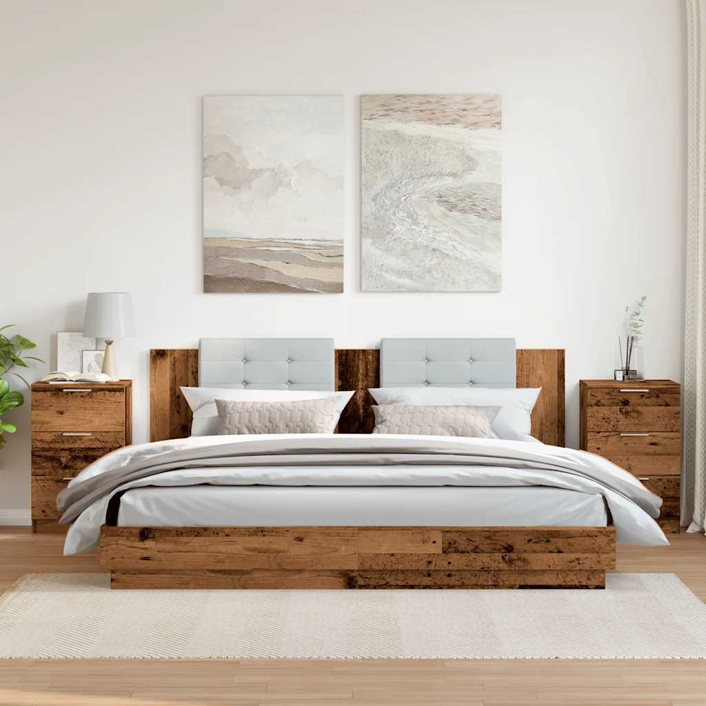 Comodini Legno Antico 2 pz 40x36x65 cm in Legno Multistrato