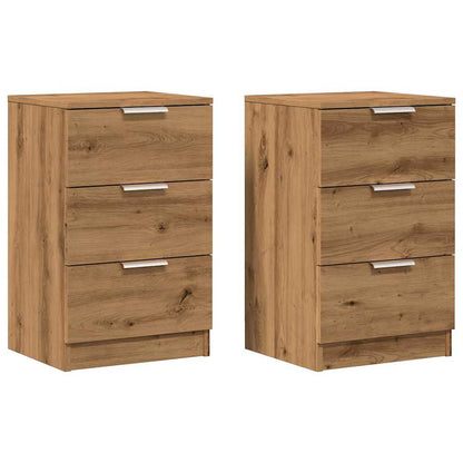 Comodini 2pz Rovere Artigianale 40x36x65cm in Legno Multistrato