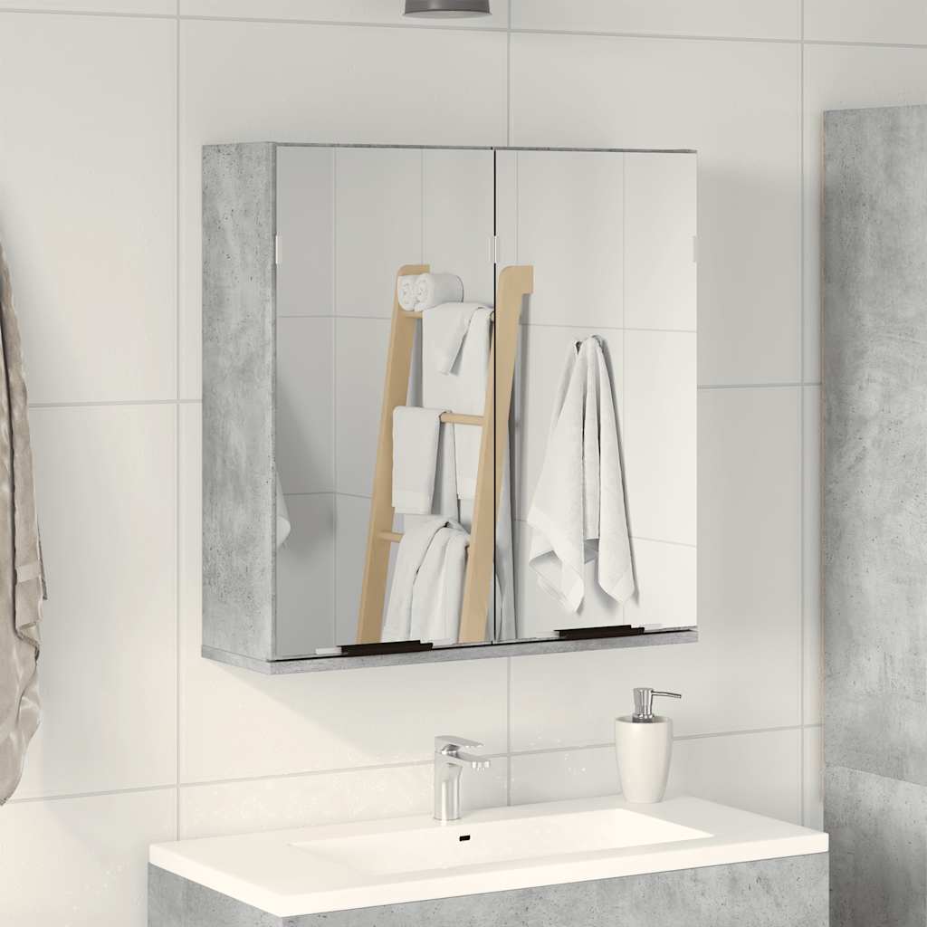 Mobile Bagno con Specchio Grigio Cemento 64x20x66,5 Multistrato