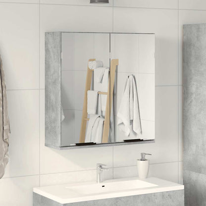 Mobile Bagno con Specchio Grigio Cemento 64x20x66,5 Multistrato