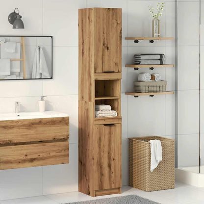 Armadietto da Bagno Rovere Artigianale 32x34x188,5cm Truciolato