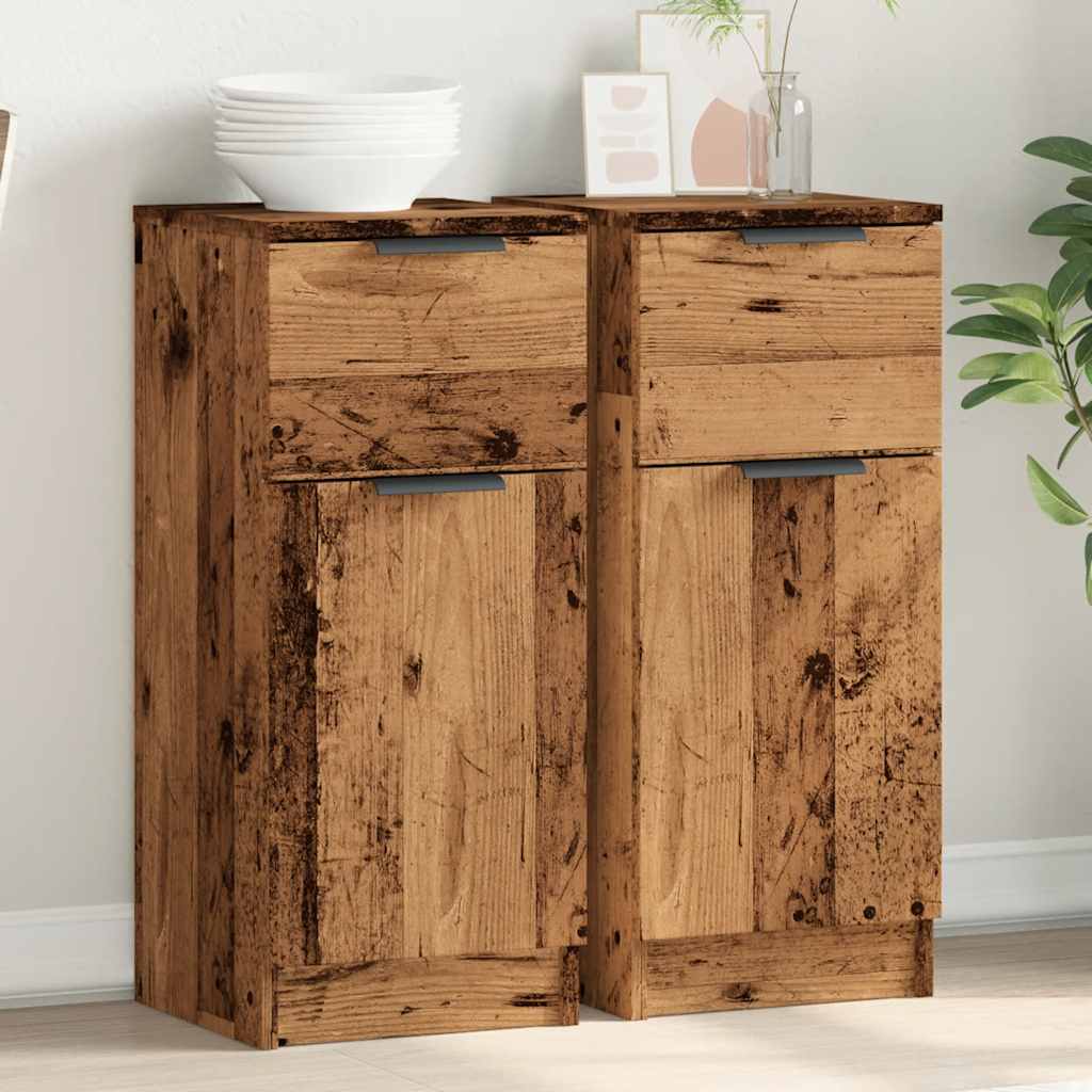 Credenze 2 pz Legno Antico 30x30x70 cm in Legno Multistrato