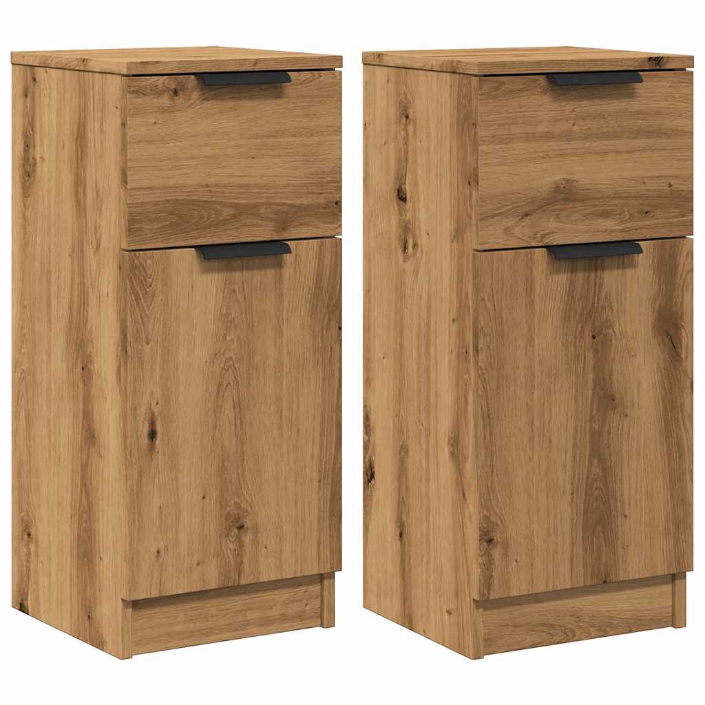 Credenze 2 pz Rovere Artigianale 30x30x70 cm Legno Multistrato