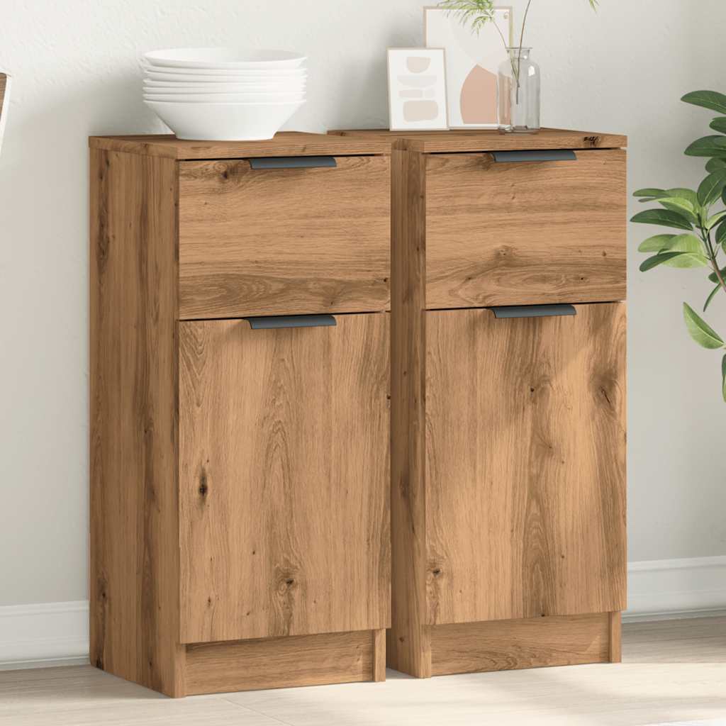 Credenze 2 pz Rovere Artigianale 30x30x70 cm Legno Multistrato
