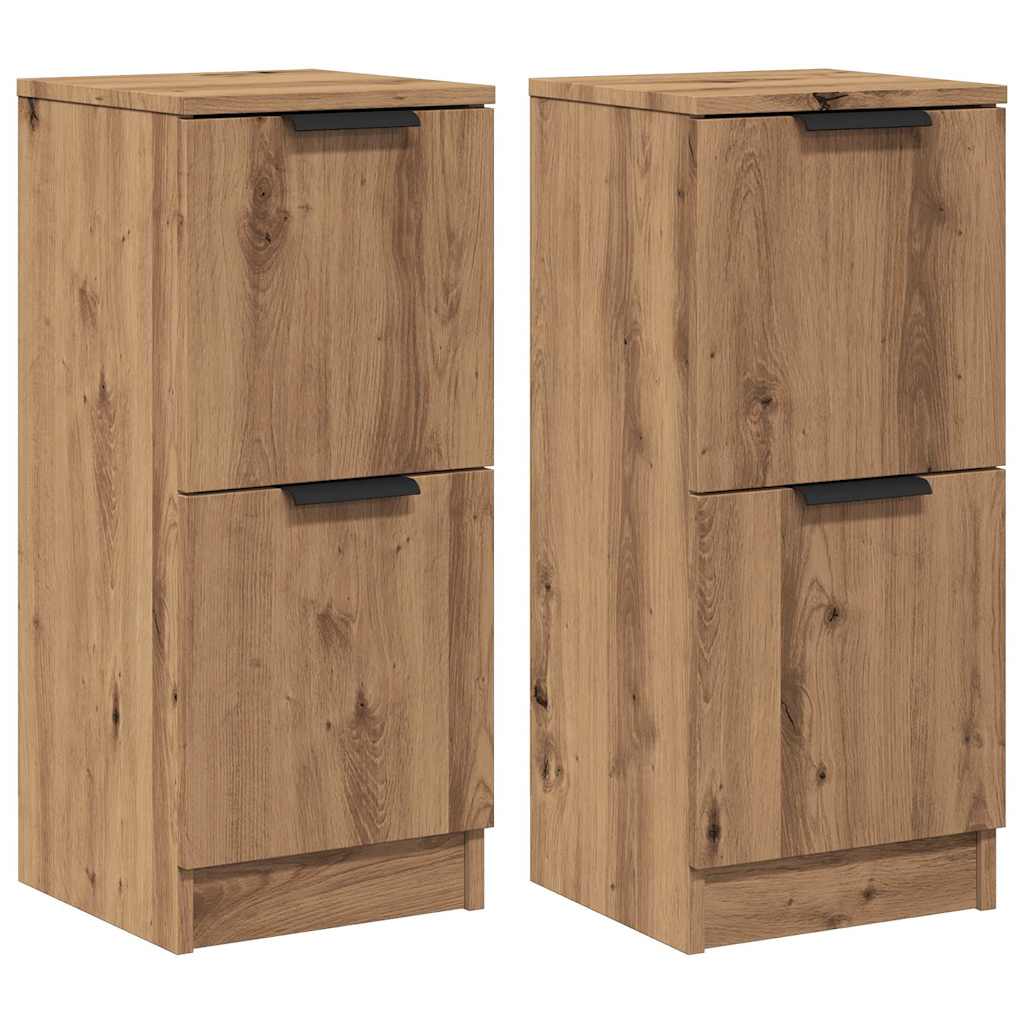 Credenze 2 pz Rovere Artigianale 30x30x70 cm Legno Multistrato