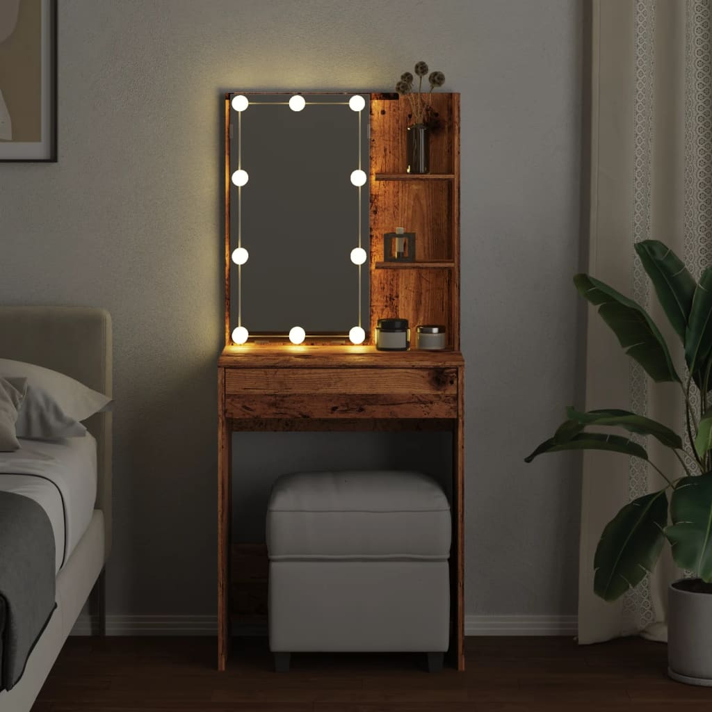 Toeletta con LED Legno Antico 60x40x140 cm