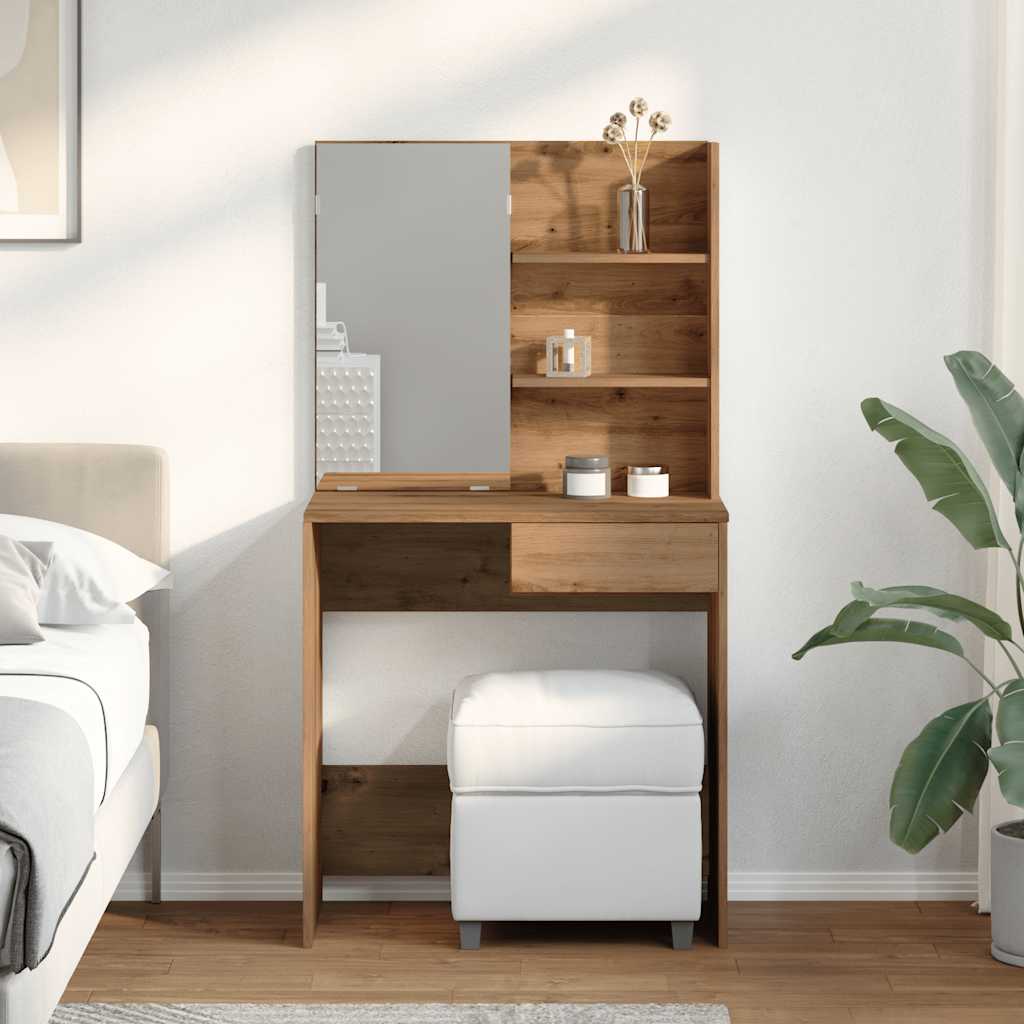 Toeletta con Specchio Rovere Artigianale 74,5x40x141 cm