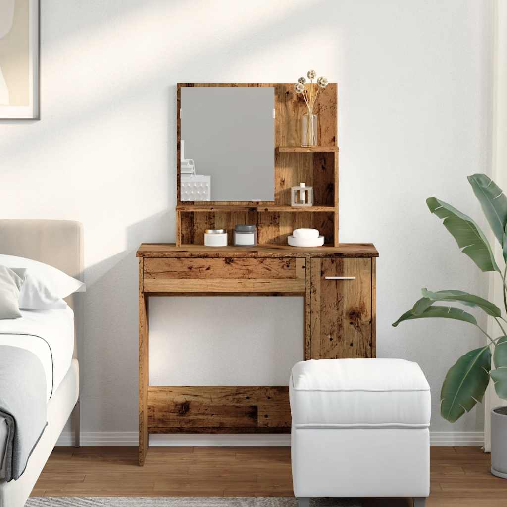 Toeletta con Specchio Legno Antico 86,5x35x136 cm
