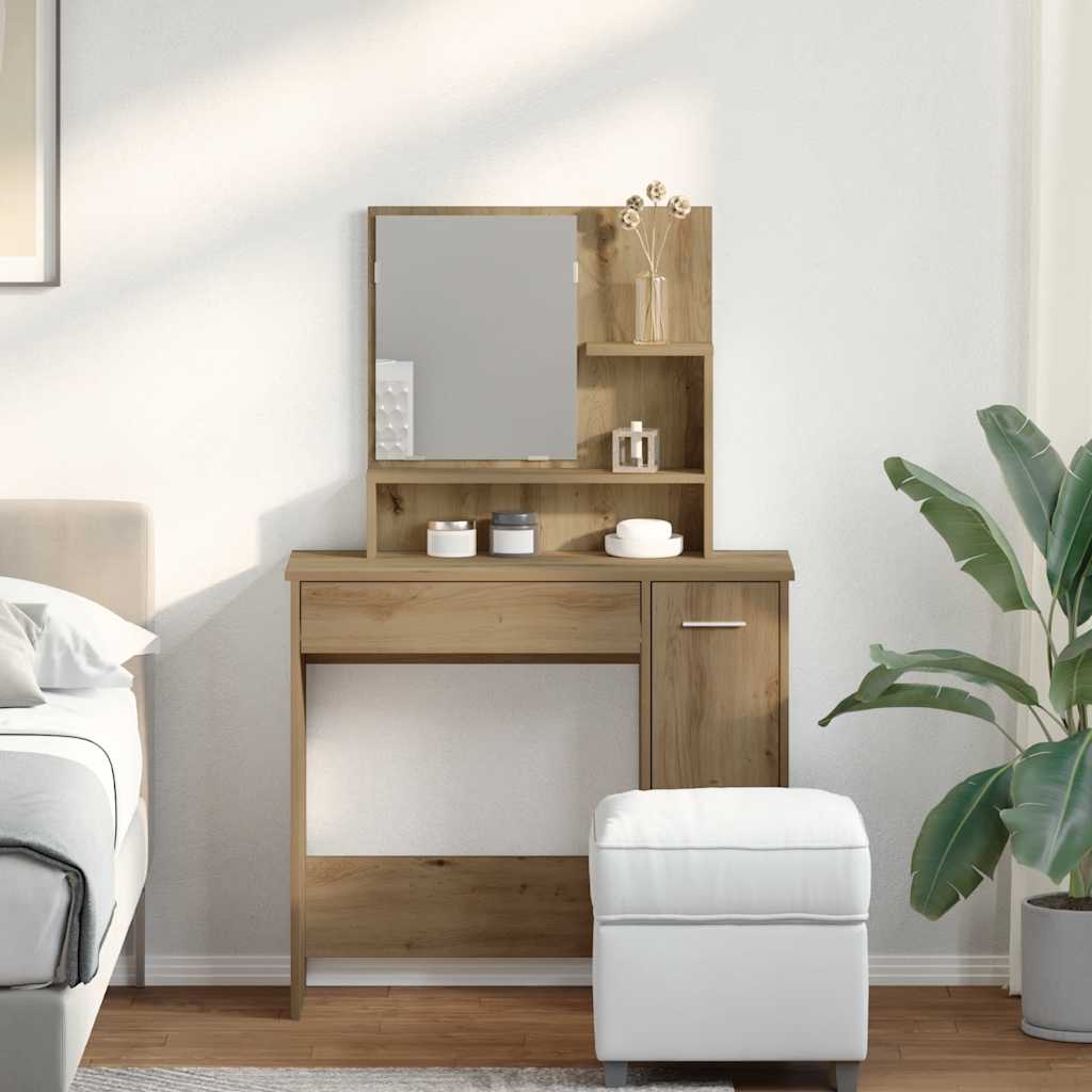 Toeletta con Specchio Rovere Artigianale 86,5x35x136 cm