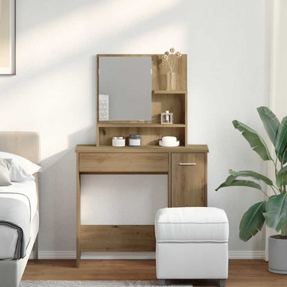 Toeletta con Specchio Rovere Artigianale 86,5x35x136 cm