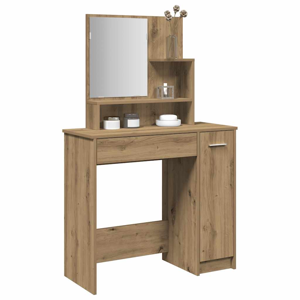 Toeletta con Specchio Rovere Artigianale 86,5x35x136 cm