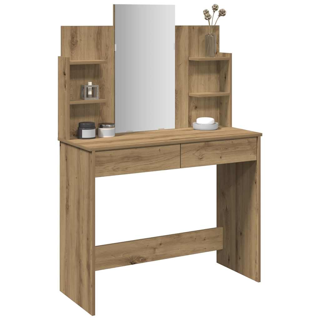 Toeletta con Specchio Rovere Artigianale 96x39x142 cm
