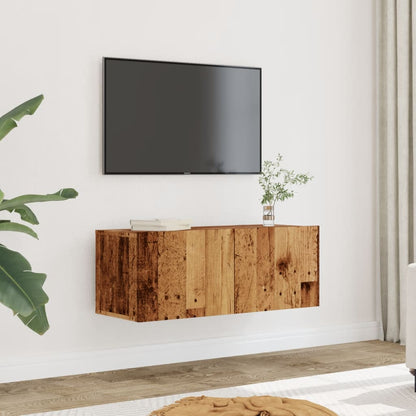 Mobili TV a Parete 2pz Legno Antico 80x30x30 cm