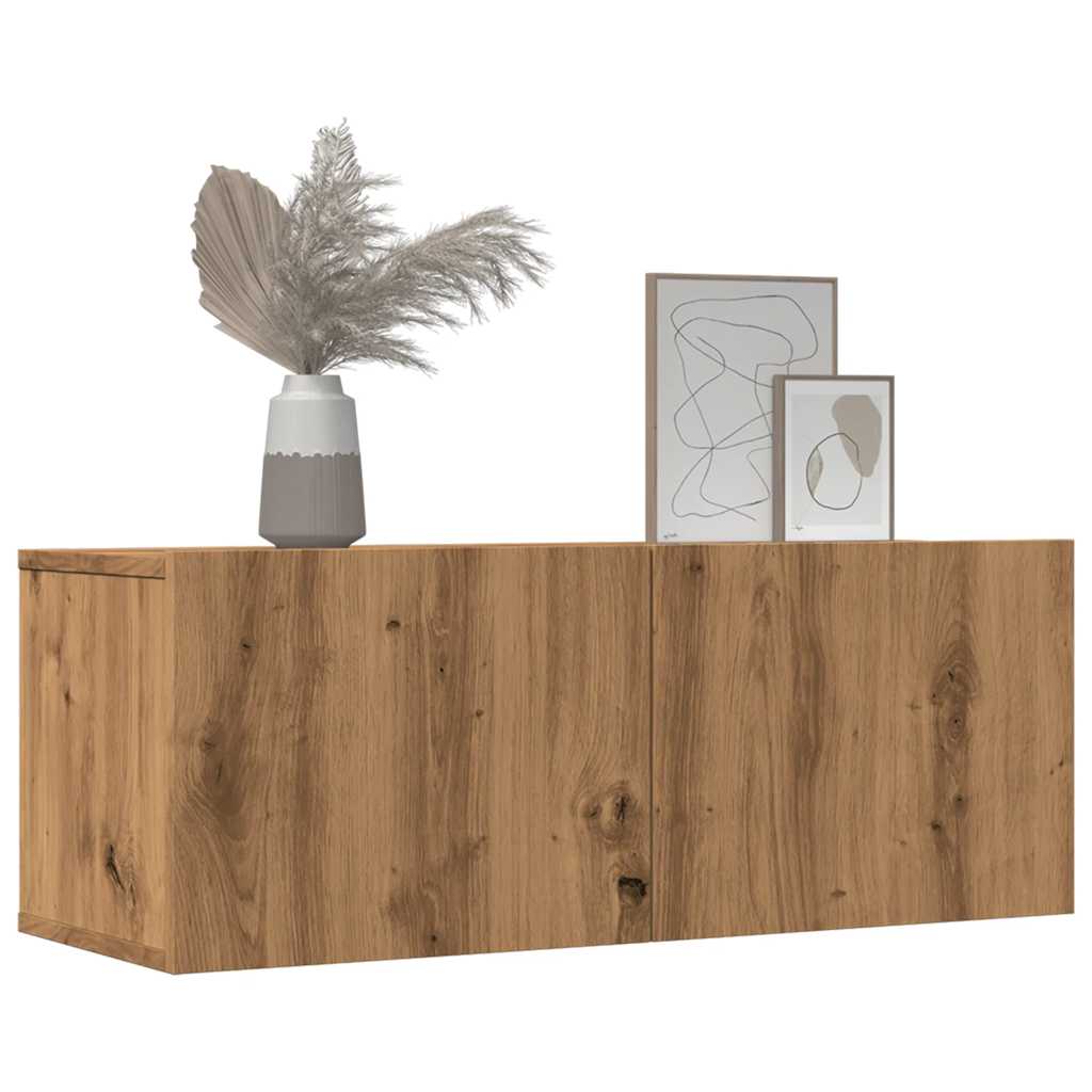 Mobili TV a Parete 2pz Rovere Artigianale 80x30x30 cm