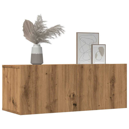 Mobili TV a Parete 2pz Rovere Artigianale 80x30x30 cm