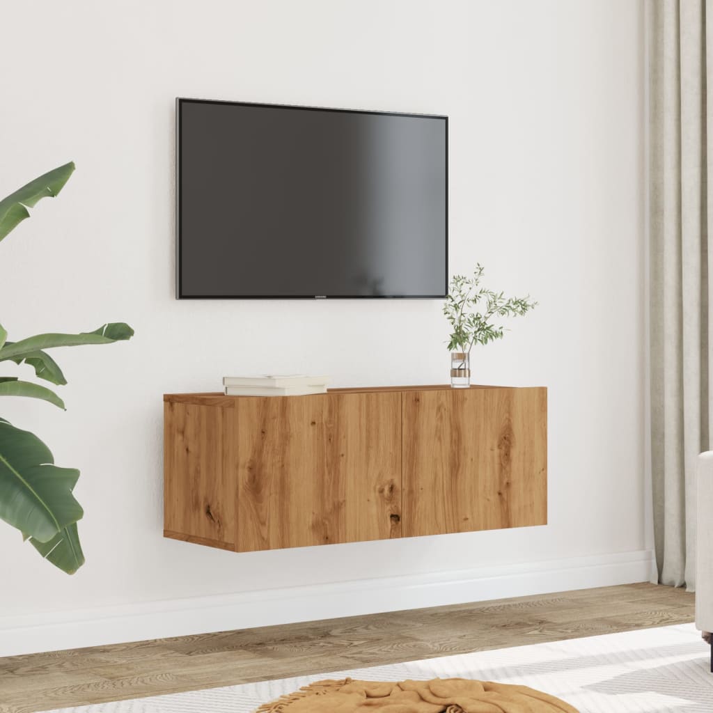 Mobili TV a Parete 2pz Rovere Artigianale 80x30x30 cm