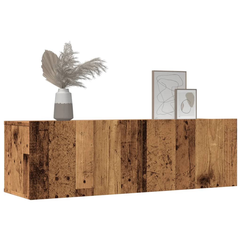 Mobili TV a Parete 2pz Legno Antico 100x30x30 cm