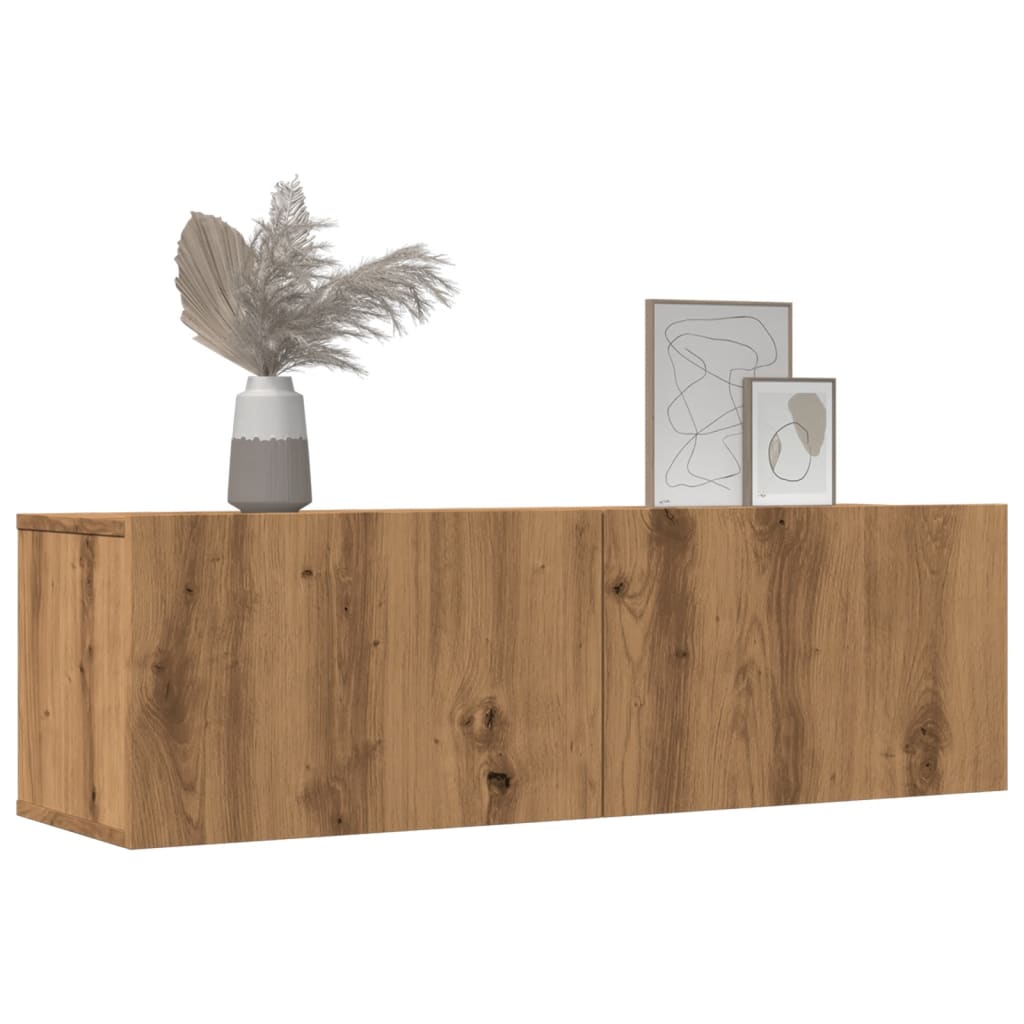 Mobili TV a Parete 2pz Rovere Artigianale 100x30x30 cm