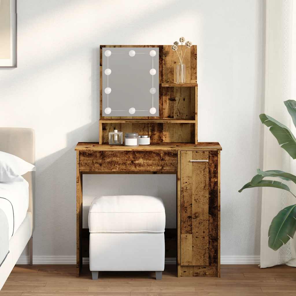 Toeletta con LED Legno Antico 86,5x35x136 cm