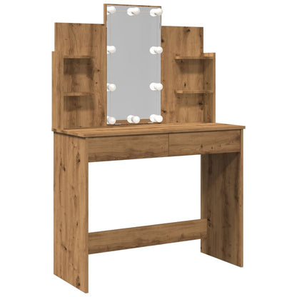 Toeletta con Luci LED Rovere Artigianale 96x40x142 cm