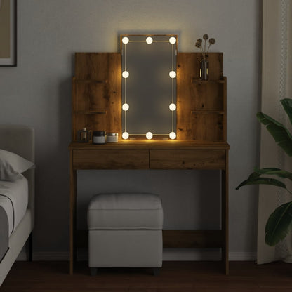 Toeletta con Luci LED Rovere Artigianale 96x40x142 cm