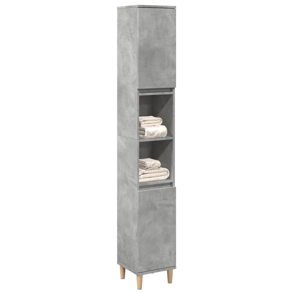 Armadietto Bagno Grigio Cemento 30x30x190 cm Legno Multistrato