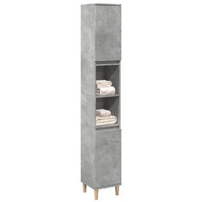 Armadietto Bagno Grigio Cemento 30x30x190 cm Legno Multistrato