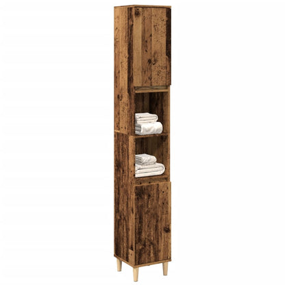 Armadietto Bagno Legno Antico 30x30x190 cm in Legno Multistrato