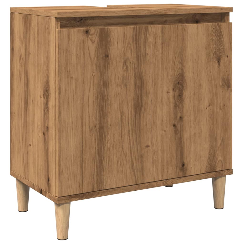 Mobile Lavabo Rovere Artigianale 58x33x60 cm Legno Multistrato