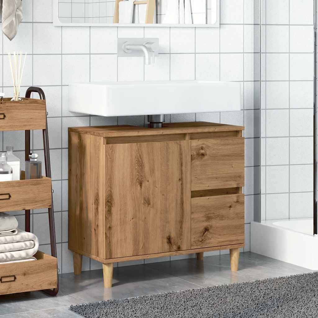 Mobile Sottolavabo Rovere Artigianale 65x33x60 cm in Truciolato