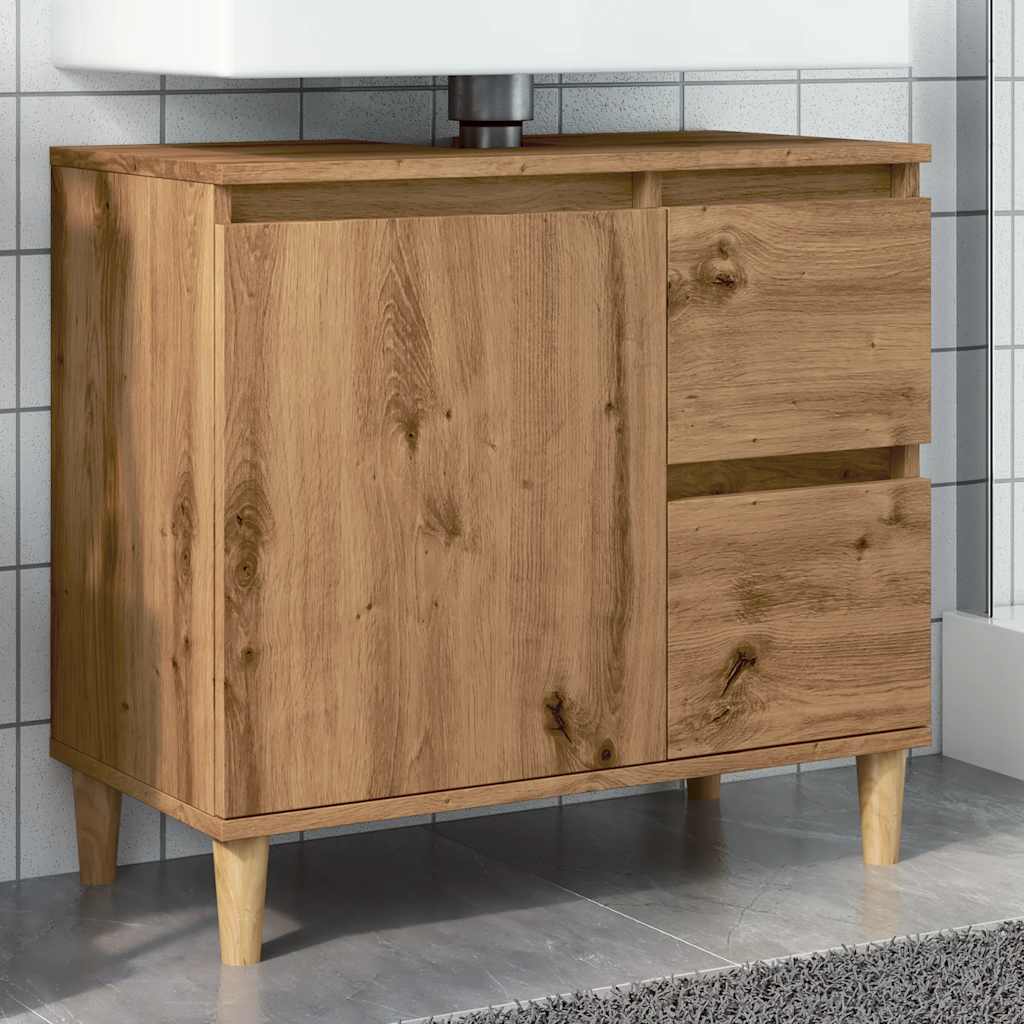 Mobile Sottolavabo Rovere Artigianale 65x33x60 cm in Truciolato
