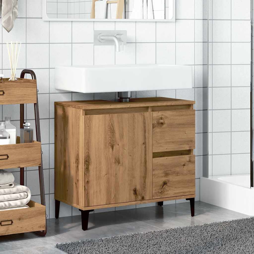 Mobile Sottolavabo Rovere Artigianale 65x33x60 cm in Truciolato