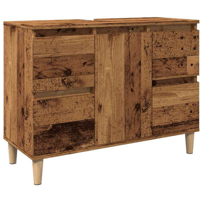 Mobile Lavabo Legno Antico 80x33x60 cm in Legno Multistrato