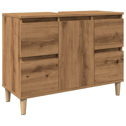 Mobile Lavabo Rovere Artigianale 80x33x60 cm Legno Multistrato