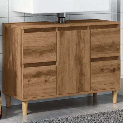 Mobile Lavabo Rovere Artigianale 80x33x60 cm Legno Multistrato